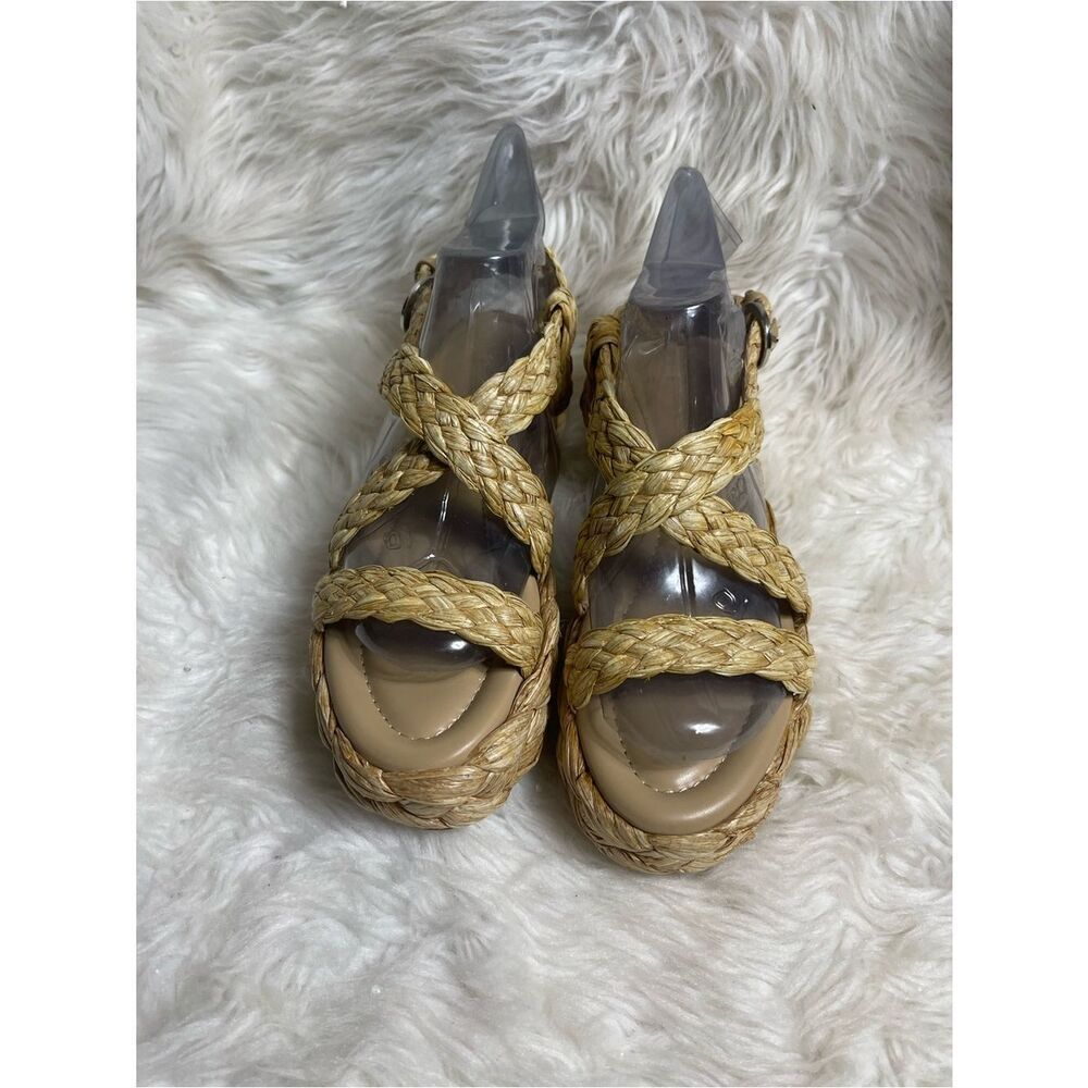 Marc Fisher Braided synthetic Straw Platform straps Sandals SZ9M